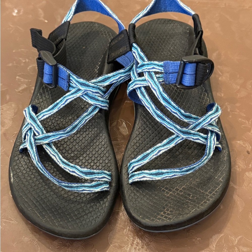 Blue and Black Strappy Sandals